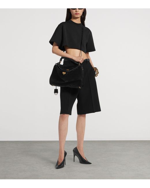Balenciaga Black Medium Suede Rodeo Shoulder Bag