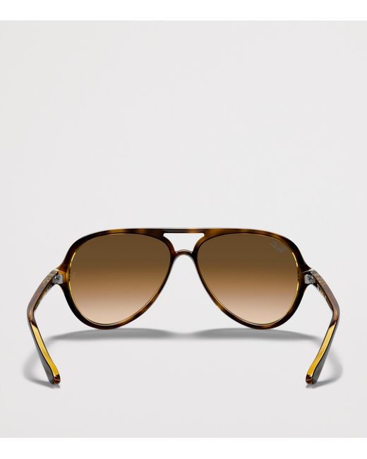Ray-Ban Brown Tortoiseshell Cats 5000 Classic Pilot Sunglasses for men