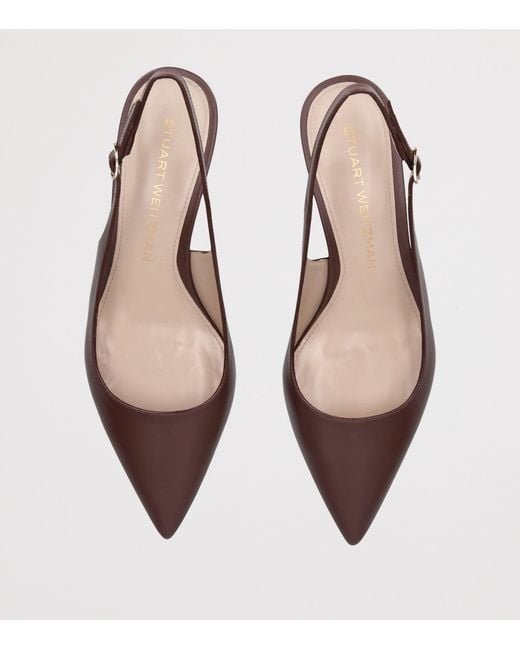 Stuart Weitzman Brown Leather Stuart Sculpt Slingback Pumps 35