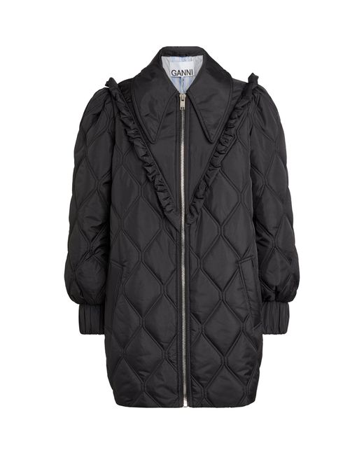 Ganni Synthetic Quilted Ripstop Jacket in Black Lyst