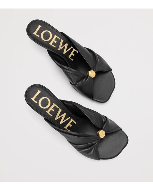 Loewe Black X Paula's Ibiza Leather Pebble Heeled Mules 45