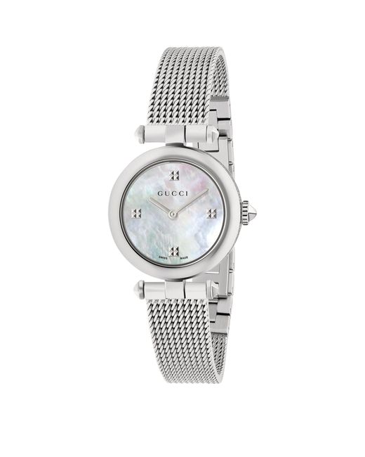 Gucci White Stainless Steel Diamantissima Watch 27mm