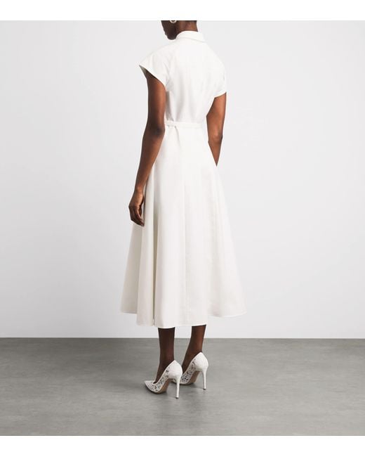 Huishan Zhang White Floral Appliqué Maddalena Midi Dress