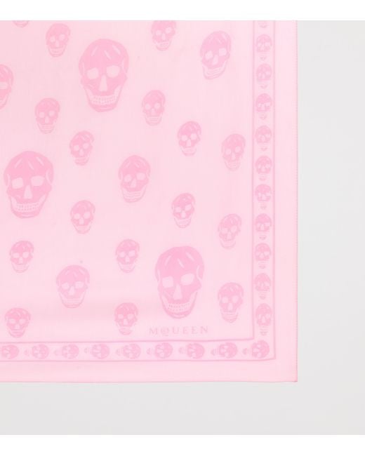 McQueen Pink Silk Skull Scarf