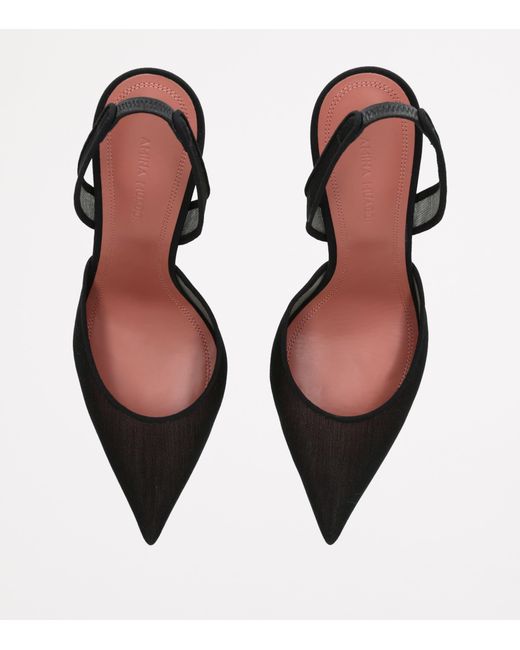 AMINA MUADDI Black Mesh Holli Slingback Pumps 95