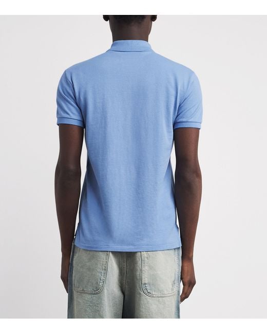 Polo Ralph Lauren Blue Cotton Mesh Pony Polo Shirt for men
