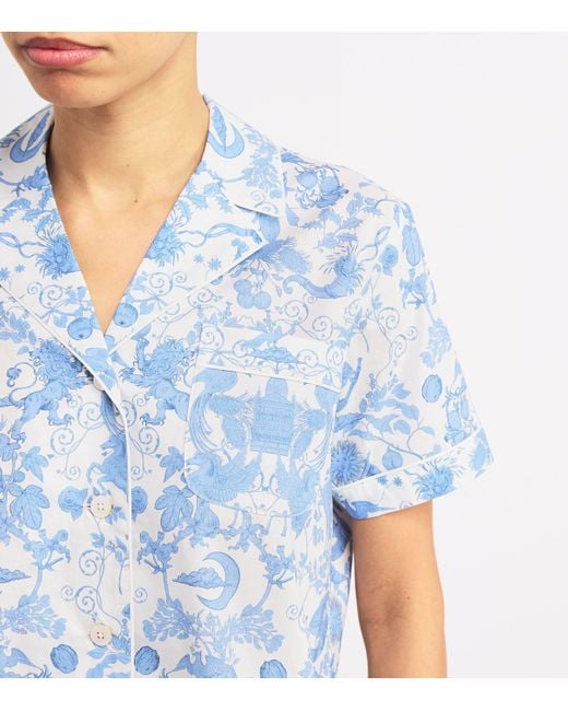 Harrods Blue Cotton Short-Sleeve Pyjama Set