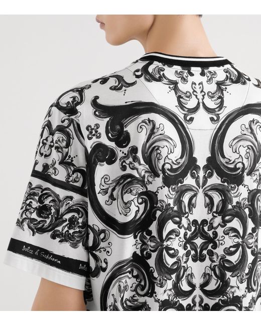 Dolce & Gabbana Black 'Maiolica' Print T-Shirt for men