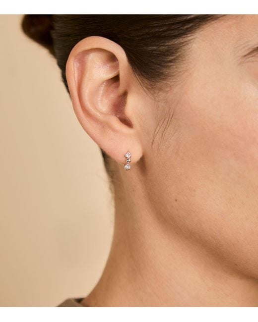 Astrid & Miyu White Rhodium-Plated Heart Cluster Single Hoop Earring