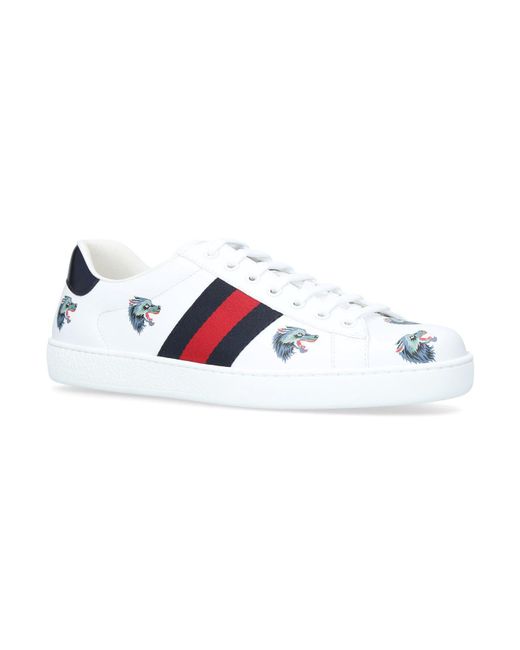 Gucci Ace Wolf Sneakers in White for Men | Lyst
