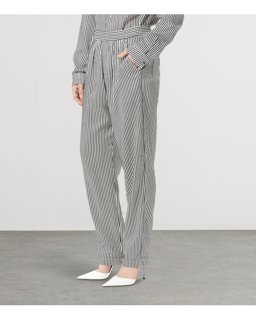 Tom Ford Gray Silk Striped Trousers
