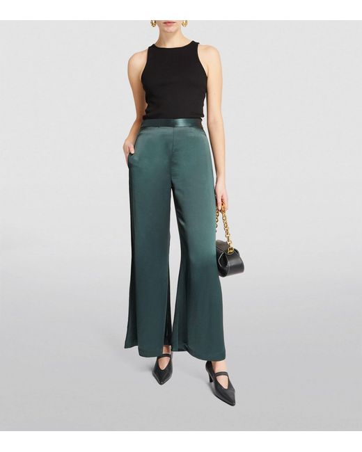 By Malene Birger Green Satin Lucee Flared Trousers