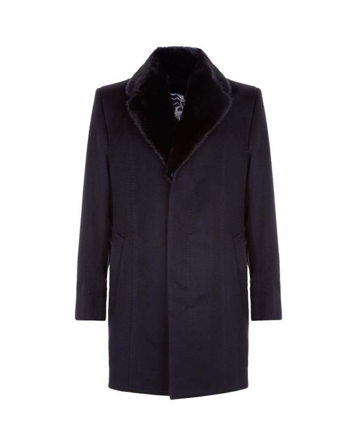 Zilli Blue Mink Fur Collar Coat for men
