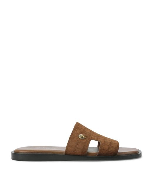Kurt Geiger Brown Suede Bond Slides for men