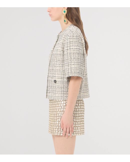 Valentino Natural Tweed Cropped-Sleeve Jacket