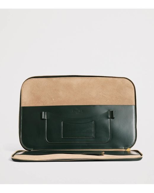 Swaine Green Leather Salisbury Briefcase for men
