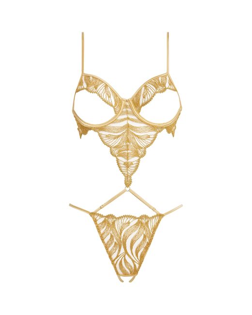 Coco De Mer Metallic Lace Open Wired Celeste Bodysuit
