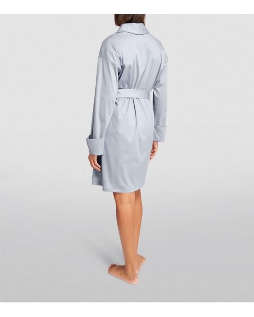Zimmerli of Switzerland Blue Cotton Short Robe