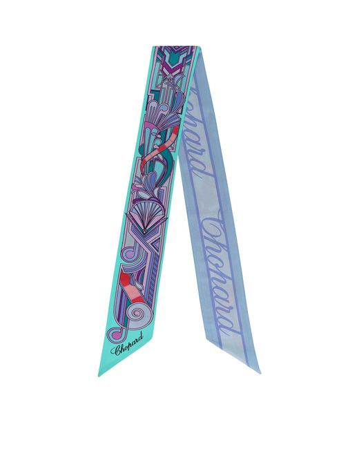Chopard Blue Organic Silk Printed Scarf