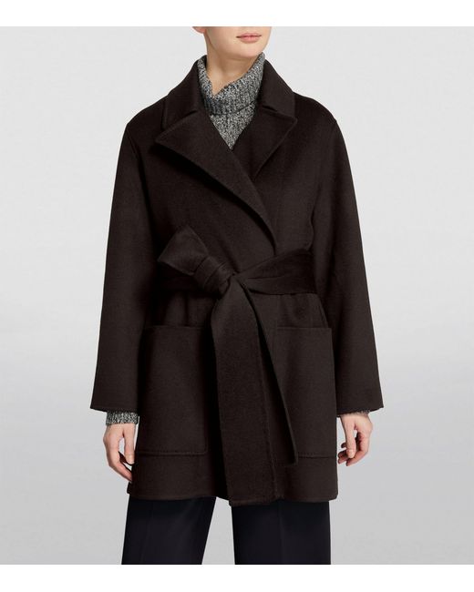 Joseph Black Wool-cashmere Wrap Coat