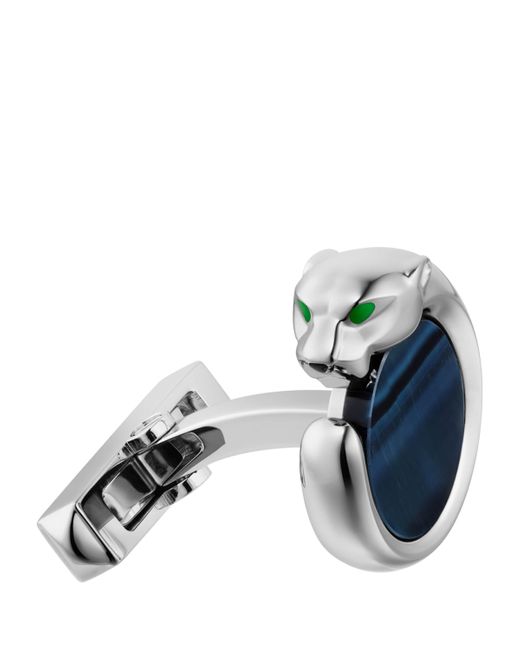 Cartier Blue Sterling Panthère De Cufflinks for men