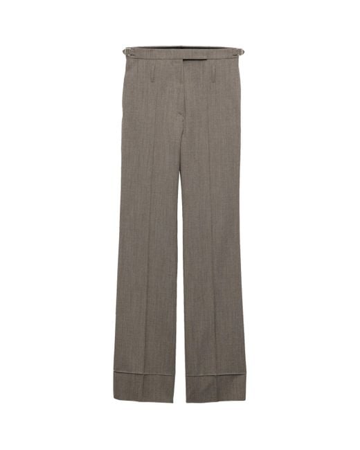 Prada Gray Technical Wool Tailored Trousers