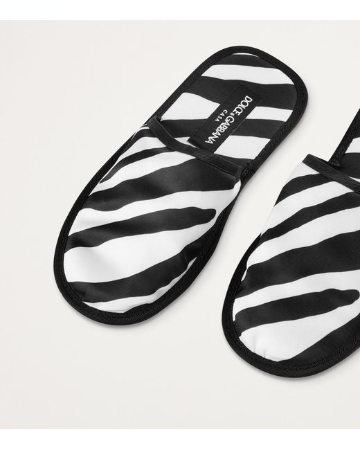 Dolce & Gabbana White Zebra Slippers And Sleep Mask Travel Set