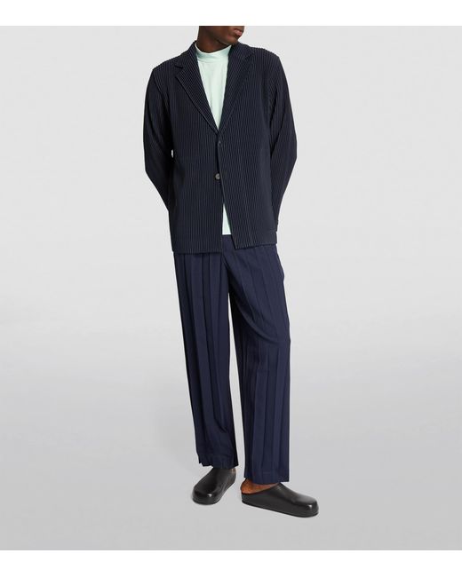 Homme Plissé Issey Miyake Blue Pleated Basics Blazer for men