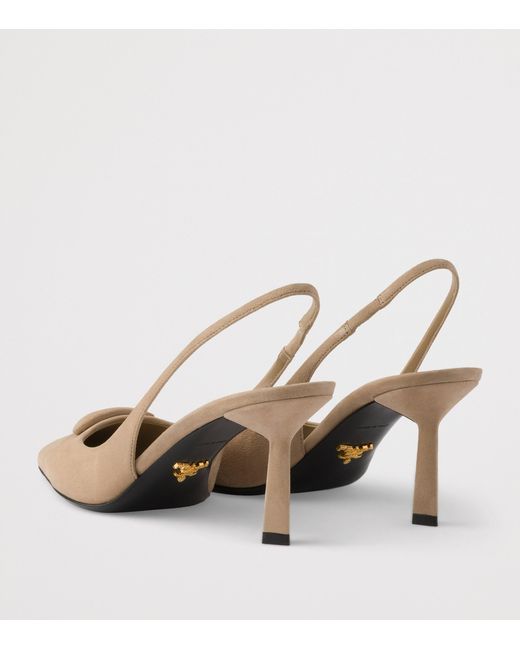 Prada Metallic Suede Slingback Pumps 75
