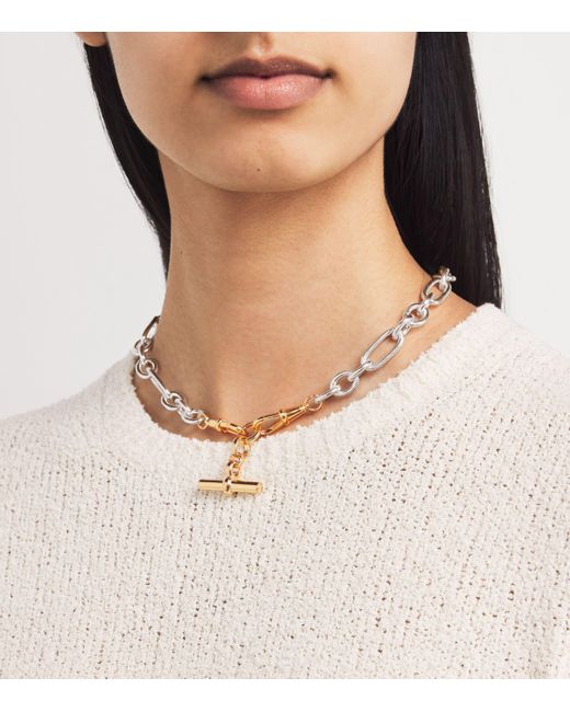 Tilly Sveaas Metallic Medium Sterling T-Bar Clipt Necklace