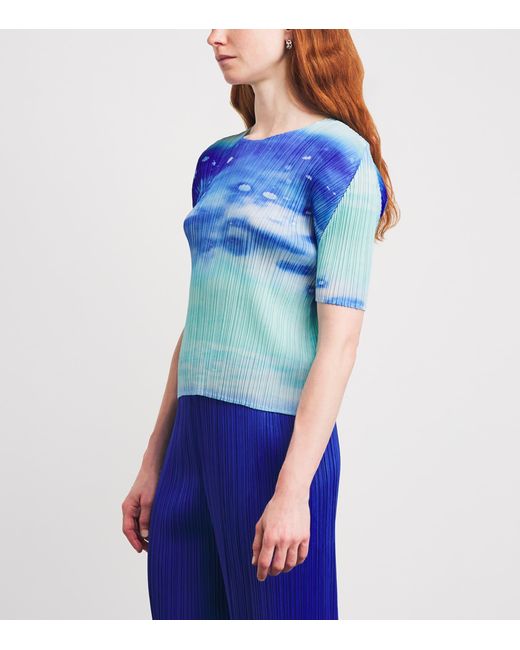 Pleats Please Issey Miyake Blue Sea Bubble Top