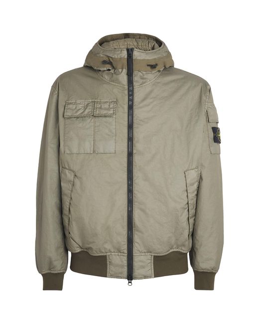 Stone Island Green Water-Resistant Nylon Bomber Jacket for men