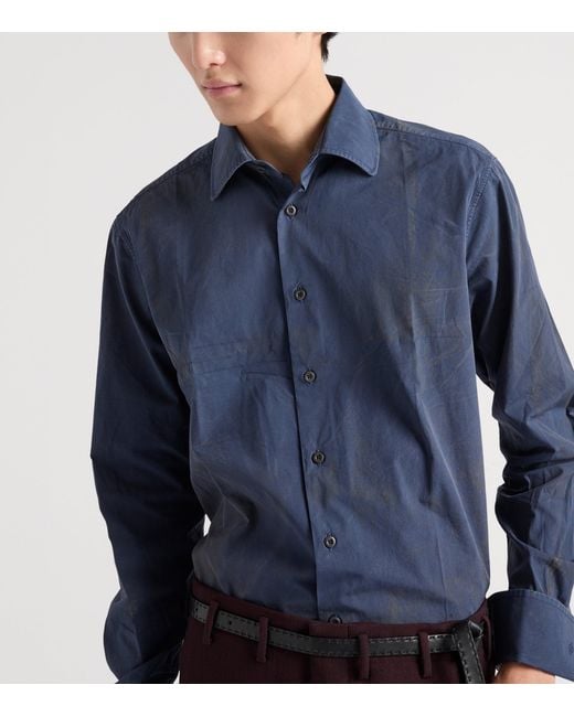 Prada Blue Cotton Vintage-Look Shirt for men