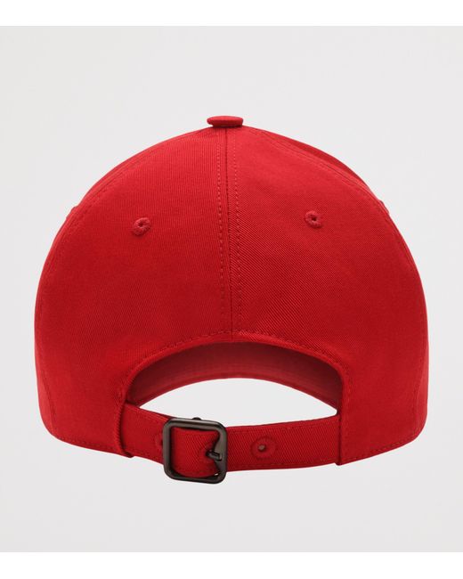 Burberry Red Cotton Gabardine Thistle Shield Cap for men