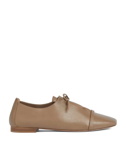 Malone Souliers Brown Nappa Leather Lace-Up Jean Flats