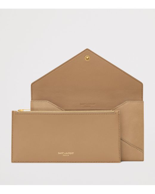 Saint Laurent Natural Large Leather Letter Flap Wallet