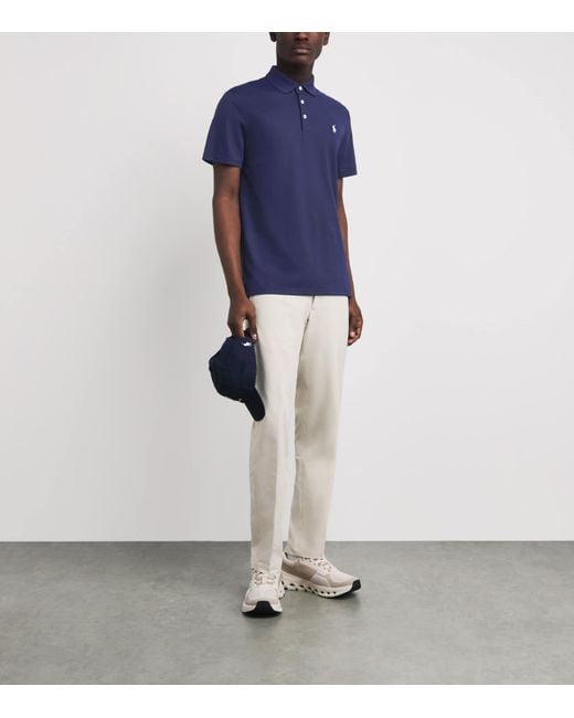 Ralph Lauren Blue Tailored Fit Performance Polo Shirt for men