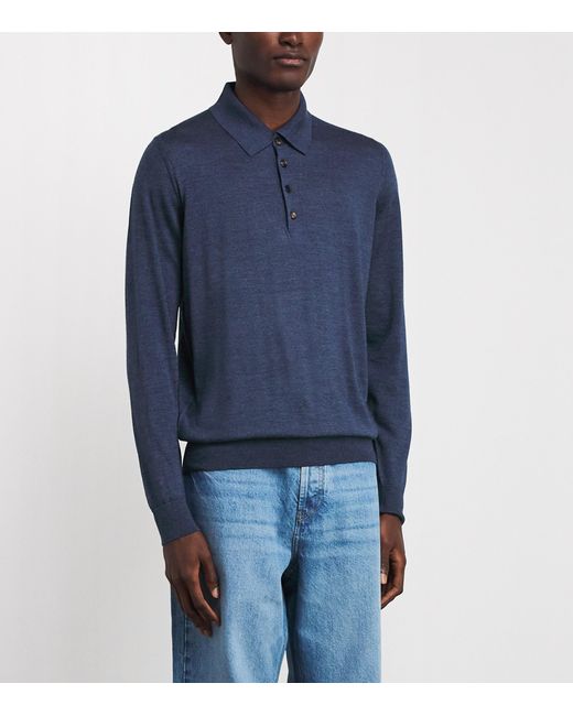 Pal Zileri Blue Wool-Silk Polo Shirt for men