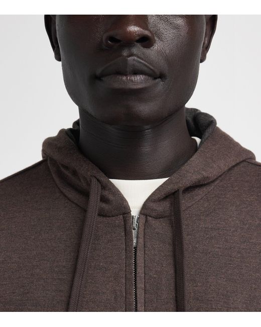 Marco Pescarolo Brown Cashmere-Blend Zip-Up Hoodie for men