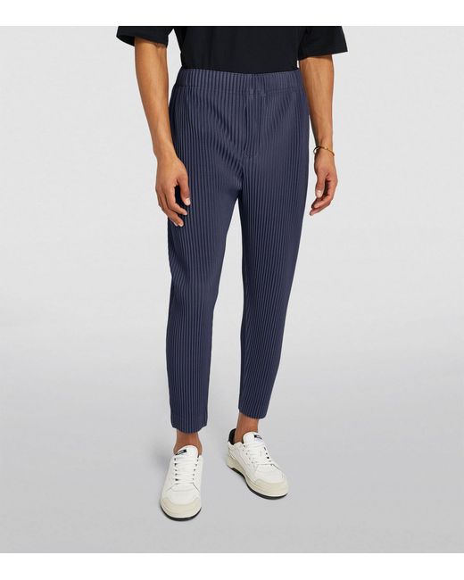 Homme Plissé Issey Miyake Blue Pleated Slim Trousers for men
