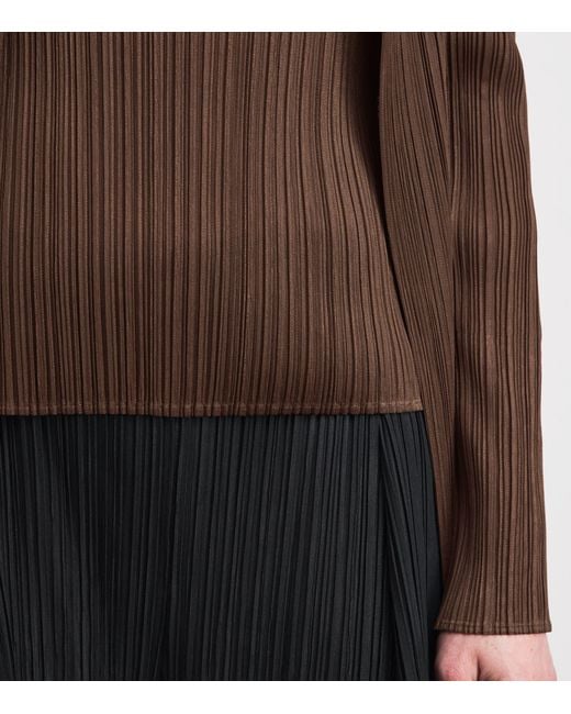 Pleats Please Issey Miyake Brown Short-Sleeve New Colorful Basics 4 Top