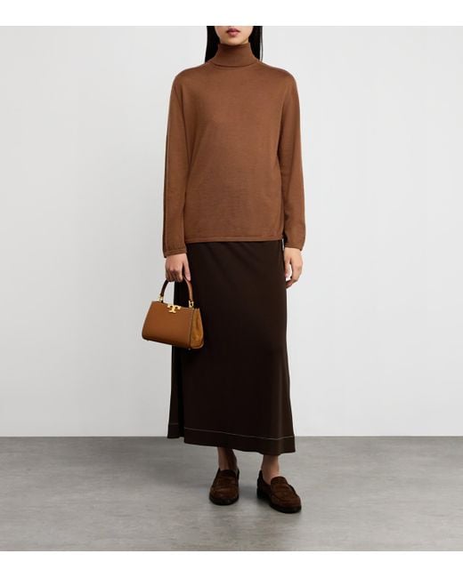 Johnstons Brown Superfine Cashmere Rollneck Sweater