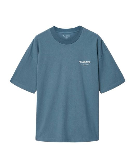 AllSaints Blue Organic Cotton Underground T-Shirt for men