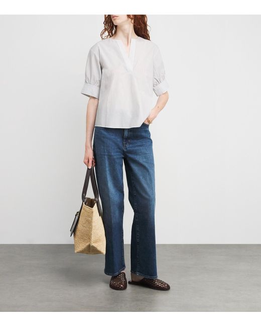 FRAME White Stripe The V-Neck Popover Shirt