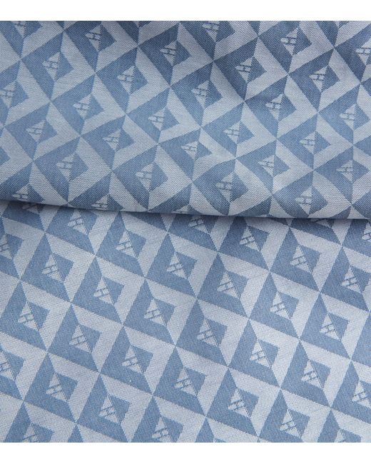 Harrods Blue Cotton Geometric Logo Pyjama Shorts for men