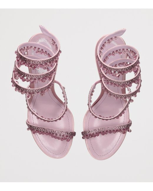 Rene Caovilla Pink Satin Chandelier Heeled Sandals 80