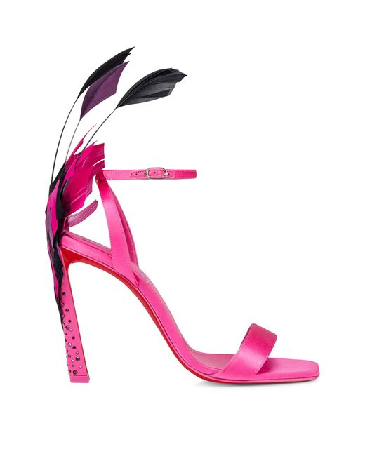 Christian Louboutin Pink Condora Queen Feather-embellished Sandals 100