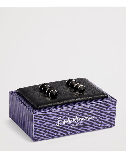 Babette Wasserman Black Rhodium-Plated Galileo Stud Cufflinks for men