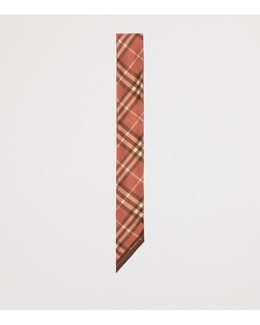 Burberry Metallic Silk Contrast Check Skinny Scarf