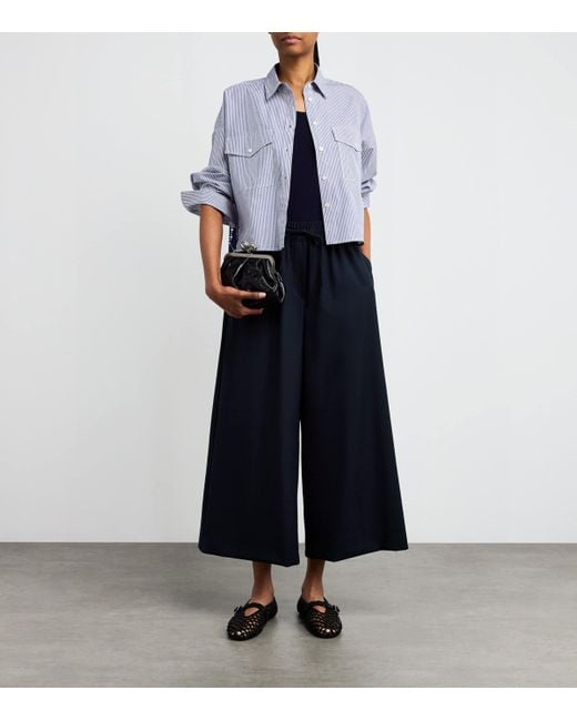 Weekend by Maxmara Blue Virgin Wool Wide-Leg Trousers